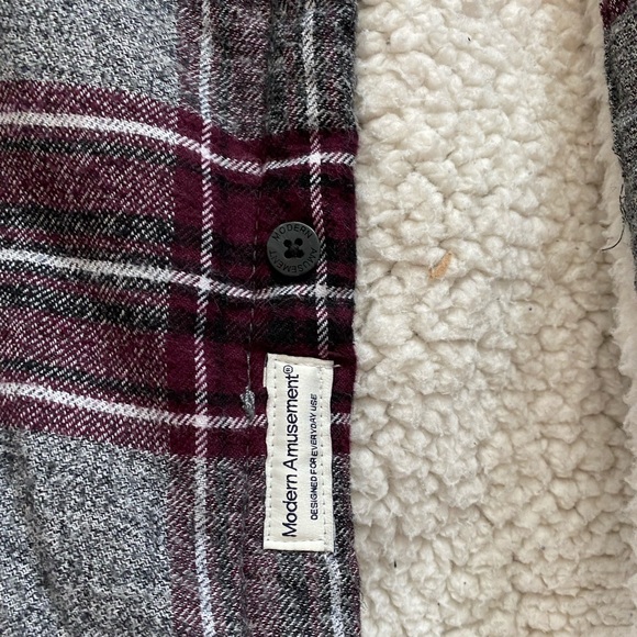 PACSUN Flannel Shirt Jacket Sherpa - Picture 2 of 5